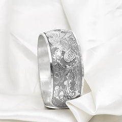 Tibeten Silver Carved Spiral Flower Connecting Branches Pattern Bracelets Vintage Ethnic Elephant Turtle Wide Grooved Open Cuff Bracelet Bangle Party Jewelry for Women Girl Gift