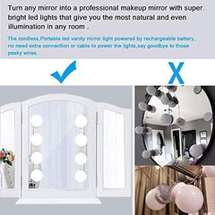 Cordless Rechargeable LED Vanity Mirror Light with Daylight Bulbs for Bathroom Makeup and Dressing Tables