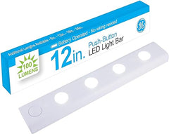 GE home electrical LED Under Cabinet Light, 12 Inch, White, Battery Operated, Wireless, 50 Lumens, Tap/Night Light, Ideal for Under Cabinet, Closet, Pantry, Garage, Bookcases and More, 38557, 1-Pack