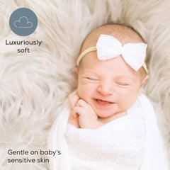 First Landings Faux Fur Baby Photoshoot Props (Set of 2) - Ultra Soft 28" x 24" Faux Fur Blanket Newborn Photography Props, Beige, Cream White Photo Backdrop