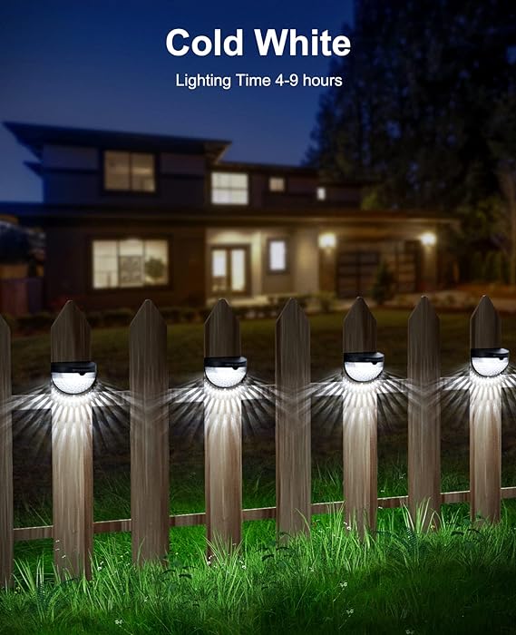 OTHWAY Solar Fence Post Lights Wall Mount Decorative Deck Lighting, Black, 4 Packs