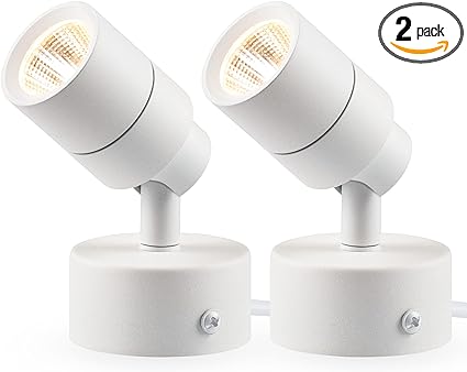 SUNVIE 2 Pack LED Up Lights for Indoor Use Uplight, Warm White Floor Spotlight Lamp, 120V Spot Lights for Uplighting Accent Lighting, 5.9 FT Cord with Foot Switch