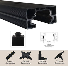 Bravsekai 3.28ft H Type Track Lighting Rail for Track Lighting System Single Circuit 3-Wire-1 H Track Rail with Extra I Connector and End Caps Value Set