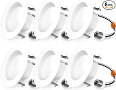 Sunco 6 Pack Retrofit LED Recessed Lighting 4 Inch, 3000K Warm White, Dimmable Can Lights, Baffle Trim, 11W=60W, 660 LM, Damp Rated - ETL