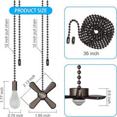 Ceiling Fan Pull Chain , Including 4Pcs Beaded Ball Fan Pull Chain Pendant, Extra 8Pcs Pull Loop Connectors, 2Pcs 36 inches Fan Pull Chain Extension. (Oil Rubbed Bronze)