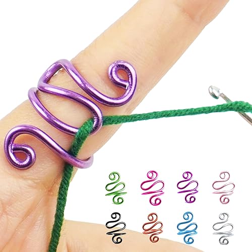 Roll over image to zoom in Handmade Crochet Tension Ring, Lefties & Righties Yarn Tension Control Ring, Adjustable Hook Ring, Companion Ring Yarn Regulator, Gift for Crocheters Knitters (Size 7-10, Purple