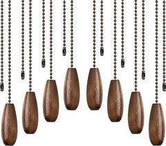 8 Pieces Ceiling Fan Pull Chains Extender Wooden Pendant Pull Chain Extension for Ceiling Light Lamp Fan Chain (Walnut Color)