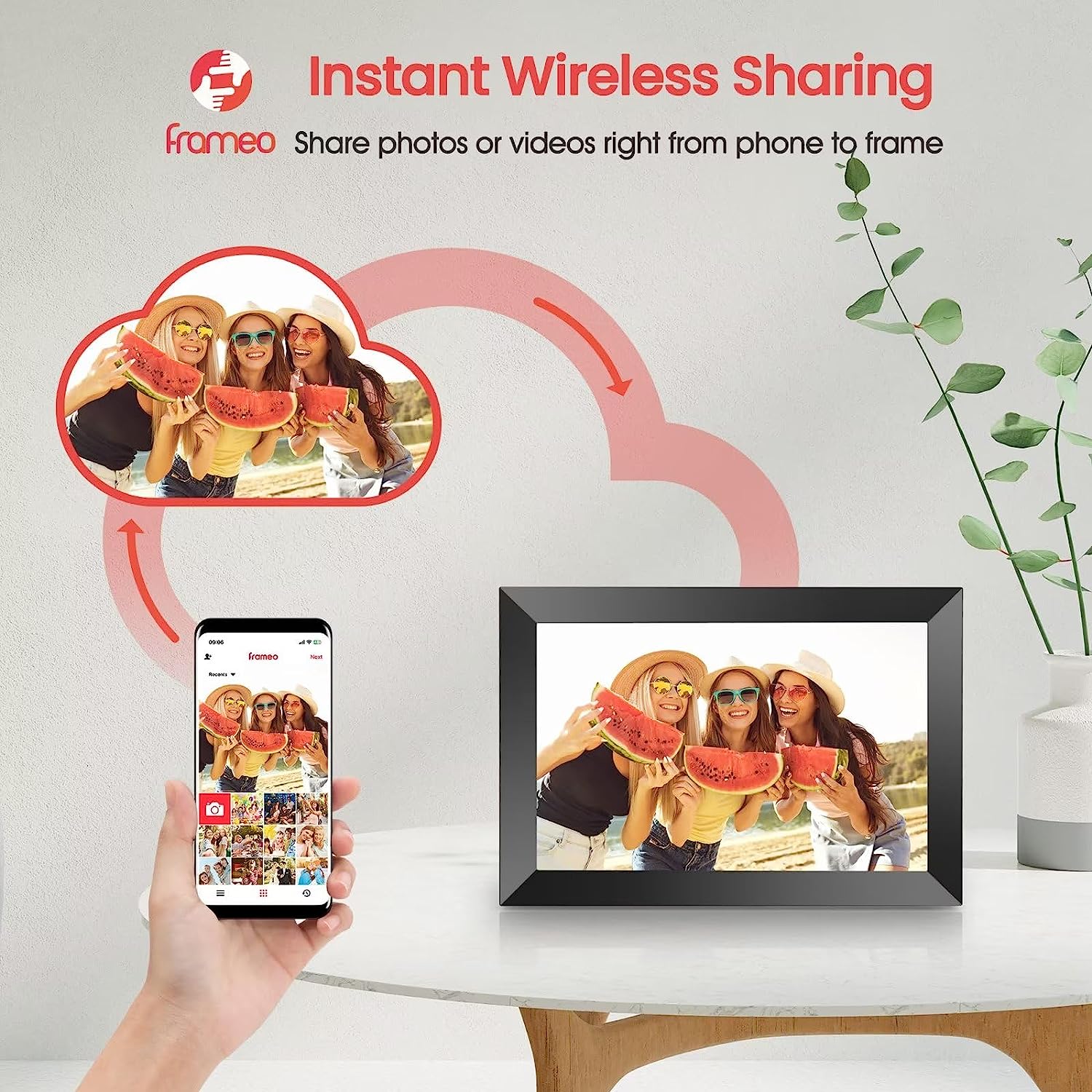 Frameo 10.1 Inch WiFi Digital Picture Frame, 1280x800 HD IPS Touch Screen Photo Frame Electronic, 32GB Memory, Auto-Rotate, Wall Mountable, Share Photos/Videos Instantly via Frameo App from Anywhere