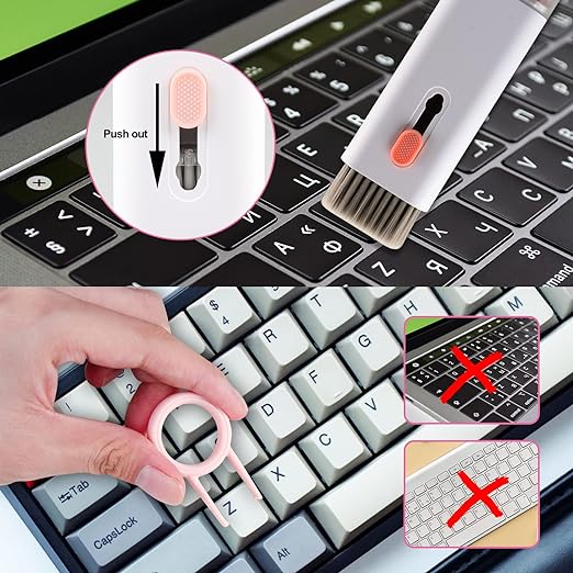 7-in-1 Electronic Cleaner Kit,Keyboard Cleaner,Laptop Cleaner Kit for Monitor, Cell Phone, Bluetooth,Headset, Lego, Airpods, Laptop Camera Lens (Pink)