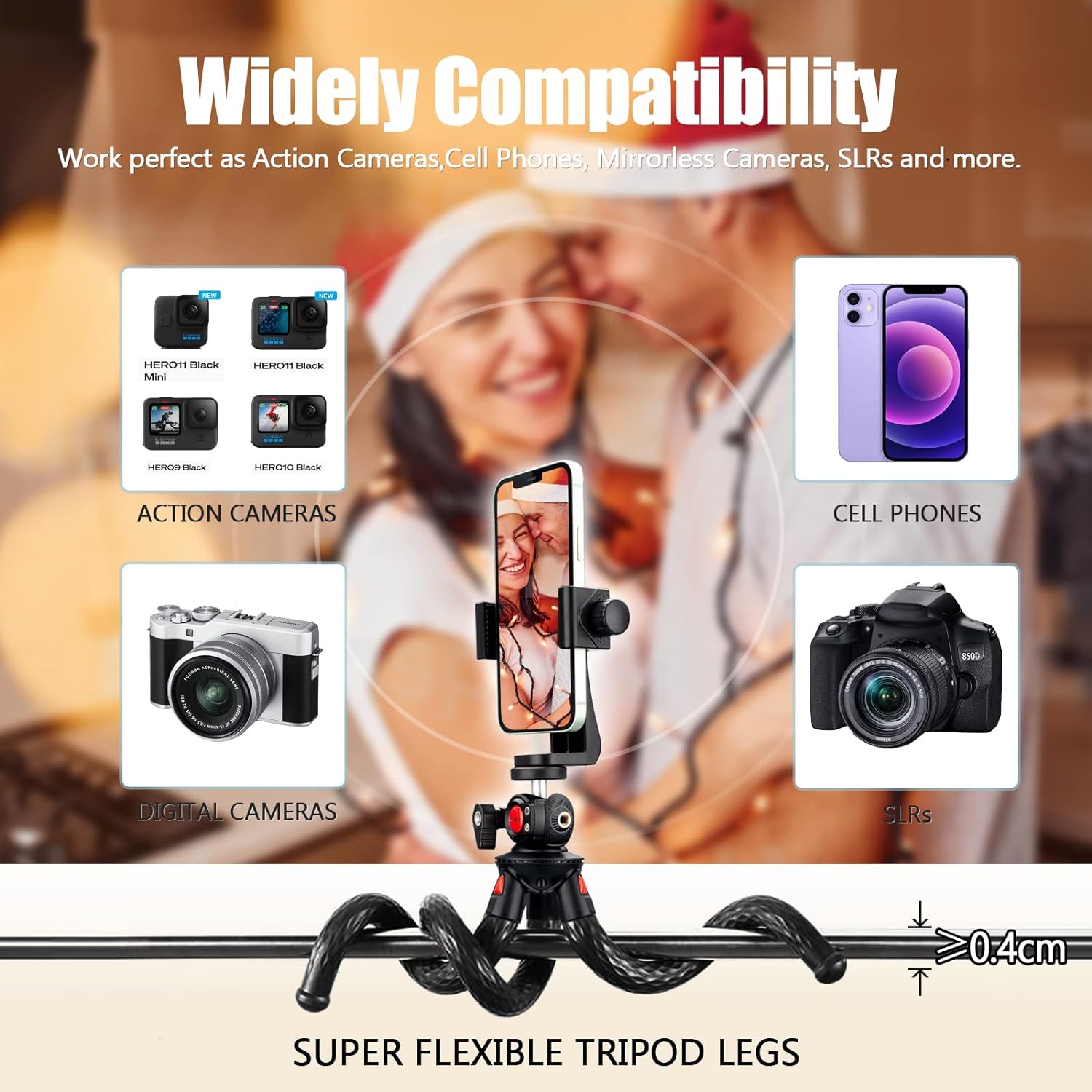 Lammcou Phone Flexible Tripod Actioncam Lightweight Vlogging Bendable Travel Octopus Gorilla Portable Mini Tripods DSLR Hero 12 11 10 trípode for Vlogging Video Recording