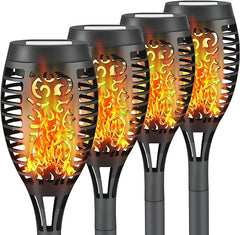 Liveasily 4 Pack Led Solar Torch Light with Flickering Flame Outdoor Waterproof Halloween Decorations, Solar Torches Stake Lights, Auto On/Off Solar Garden Lights Decorations