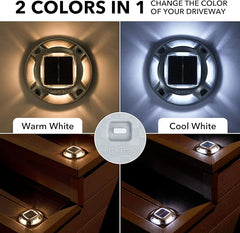 AGPTEK Solar Driveway Lights Outdoor, Solar Deck Lights 2 Color Modes Dock Lights Waterproof Driveway Markers Step Lights 12-Pack for Sidewalk Stair Garden Pathway Walkway Yard(Warm White/Cool White)