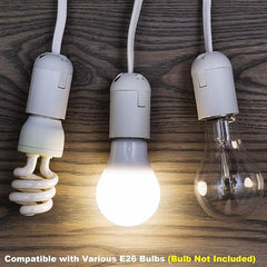 Plug in Hanging Light Kit, Retro Hanging Lights with Plug in Cord, E26 E27 Industrial Pendant Light Fixture, 9.8 FT Cord with On/Off Switch Hanging Lamp for Living Room Bedroom 2 Pack (White)