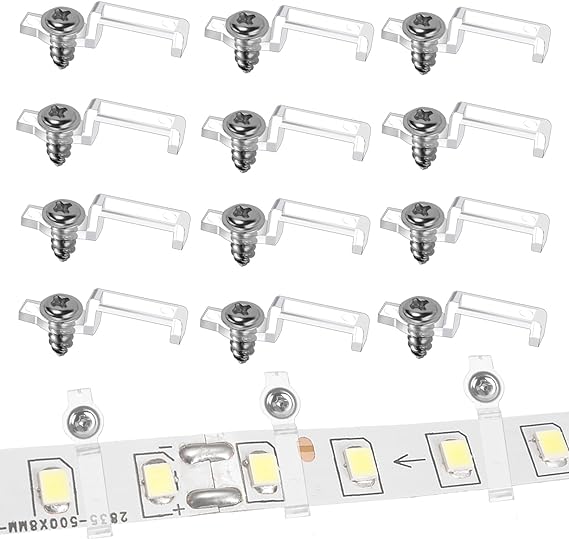 100PCS LED Strip Light Clips Light Fixture Mounting Bracket Clips One Side LED Light Fixing Clips with Screws, Outside Rope Light Hangers for 10 mm Wide Non Waterproof LED Strip Lights