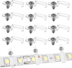 100PCS LED Strip Light Clips Light Fixture Mounting Bracket Clips One Side LED Light Fixing Clips with Screws, Outside Rope Light Hangers for 10 mm Wide Non Waterproof LED Strip Lights