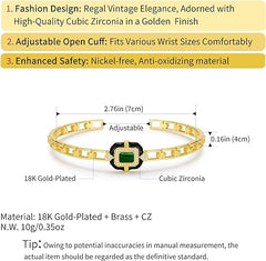 ZENLUNANO Vintage 18K Gold Plated Open Cuff Bracelets for Women and Girls Retro Bracelet Trendy Jewelry Gifts