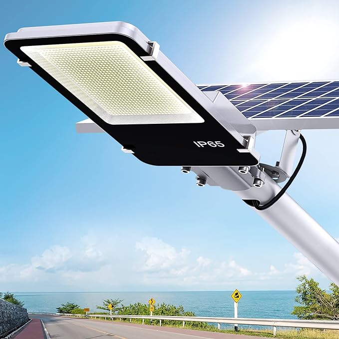 BUYTHA Solar Street Light, Outdoor Waterproof 100000LM Dusk to Dawn 1200W LED Super Bright Street Lights Solar Powered with Remote Control for Parking Lot Patio,Yard and Garage