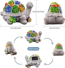 BILOLLY Gifts for Women, Solar Lights for Outside Garden with Succulent and 8 LED Lights and Stump, Lawn Decor Tortoise Statue for Garden, Balcony, Home Decor, Unique Housewarming Gifts for Mom Wife