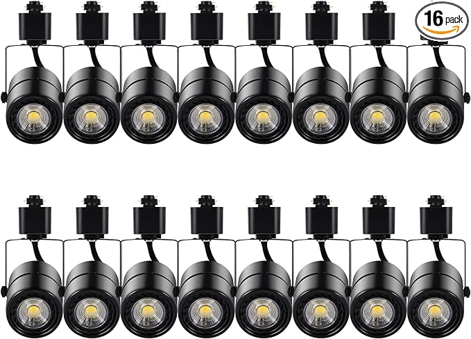 MOCAOIRE Track Lighting Heads, 10W 3000K Warm White Dimmable Bright LED Track Lighting Fixtures for Accent Retail Kitchen Artwork,120V Linear Track Light H Type-CRI90+ 24° White - 16 Pack (Black)