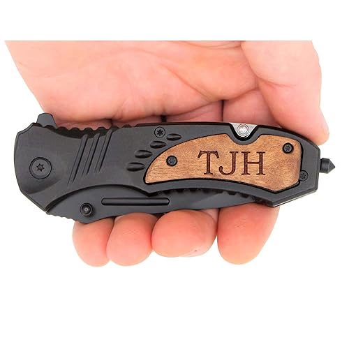 Engraved Pocket Knife For Everyday Carry, Perfect Personalized Gift for Valentine's Day, Pocket Knife with Clip for Fathers Day, Groomsmen Gifts & Anniversary Gifts for Men, Black