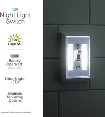 Lights by Night Wireless LED Light Switch, Battery Operated, 100 Lumens, Tap Light, Portable Light Switch, Wireless, Stick-On LED Lights, Under Cabinet, Closet, Basement and More, 39641 White