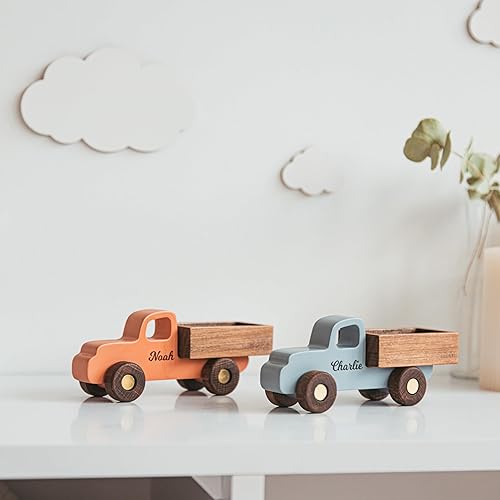 Personalized Wooden Colorful Baby Toddler Kids Car Toys 1st 2nd 3rd Birthday Christmas Gift Montessori-Inspired Imaginative Educational Toy Car Set of 3 Sensory Toys