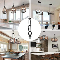 Voguad 15 Feet Lighting Pendant Chain, Black Chain for Hanging Heavy Duty, Extension Chain with Connection Locks for Light Fixture, Swag Lamp, Load Capacity 65 Lbs