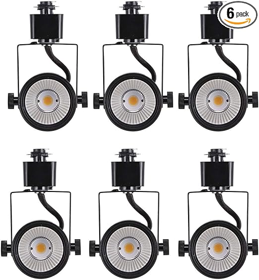 Cloudy Bay 8W Dimmable LED Track Light Head,CRI 90+ Warm White 3000K,Adjustable Tilt Angle Track Lighting Fixture,120V 40° Angle for Accent Retail,Black Finish Halo Type - Pack of 6