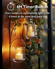 Homemory 12-Pack Timer Flameless Tea Lights Candles, LED Tealights Candles with 6H Timer Built-in, Timer Votive Candles Battery Opeated for Halloween, Christmas, Wedding Centerpiece Table Decor