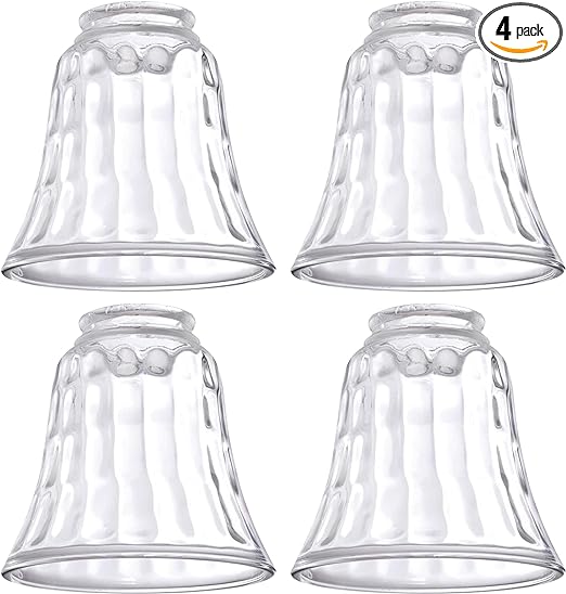 Ceiling Fan Light Covers, Ceiling Fan Globes Replacement Glass, Light Fixture Replacement Glass, Dysmio Lighting Replacement Shade Height: 4.75", Depth: 4.75", Width: 4.9" Fitter Size 2.25", 4 Pack