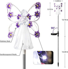 GIGALUMI Solar Angel Garden Stake Lights - 2 Pack Angel Solar Lights Outdoor Garden, Eternal Light Angel with 7 LEDs for Cemetery Grave Decorations, Memorial Gift, Christmas Yard Art, Sympathy Gifts