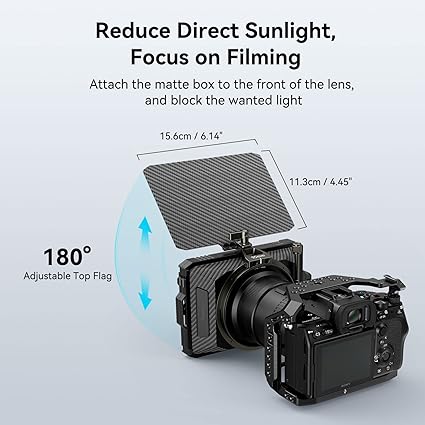 SmallRig Mini Matte Box Lite, DSLR Matte Box with Carbon Fiber Top Flag, for 67mm/72mm/77mm/82mm/95mm Lenses, for 4x5.65 Filter/Circular Filter - 3575