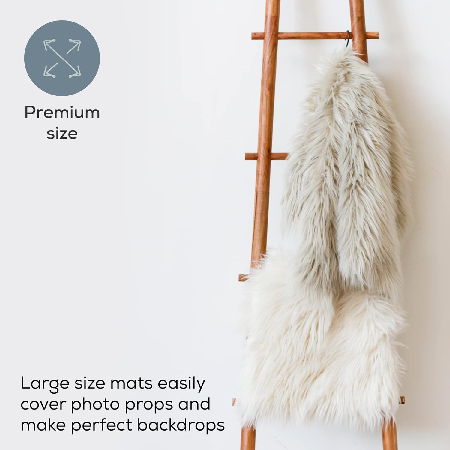 First Landings Faux Fur Baby Photoshoot Props (Set of 2) - Ultra Soft 28" x 24" Faux Fur Blanket Newborn Photography Props, Beige, Cream White Photo Backdrop