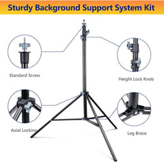 Aureday Backdrop Stand, 10x8.5ft Adjustable Photo Backdrop Stand for Parties, Heavy Duty Background Stand with Travel Bag, 6 Backdrop Clamps, 4 Crossbars, 2 Sandbags for Wedding/Decorations/Photoshoot