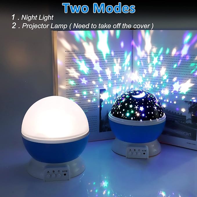 Votozi Night Light for Kids, Kids Night Light, Star Night Light, Moon and Star Projector 360 Degree Rotation - 4 LED Bulbs 9 Light Color Changing with USB Cable, Unique Gift for Men Women Children