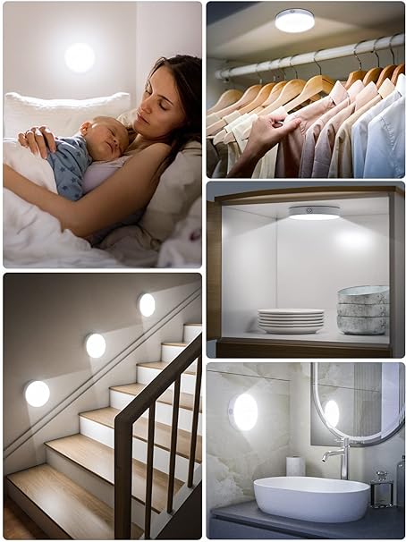 WILLED Dimmable Touch Light Buit-in 1000mAh Large Battery Rechargeable LED Tap Lights | Magnet Stick on Closet Portable Puck Night for Cabinet, Wardrobe, Counter, Kitchen, Bedroom