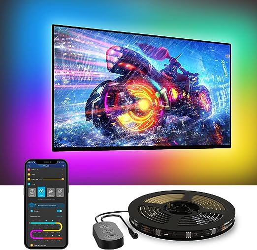 Govee TV LED Backlight, RGBIC TV Backlight for 55-65 inch TVs, Smart LED Lights for TV with Bluetooth and Wi-Fi Control, Works with Alexa & Google Assistant, Music Sync, 99+ Scene Modes, Adapter