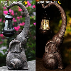 IVCOOLE 15" Outdoor Sculpture Figurine Statue Elephant Christmas Decorations Solar Garden Statues for Patio HomeYard Decor Good Luck Christmas Elephant Gift for Woman, Mom Family