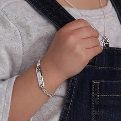 Personalized Gift Sterling Silver Children's ID Name Bracelet for Babies, Toddlers, or Little Girls Custom Jewelry with Engraving (Newborn - 12 Years)