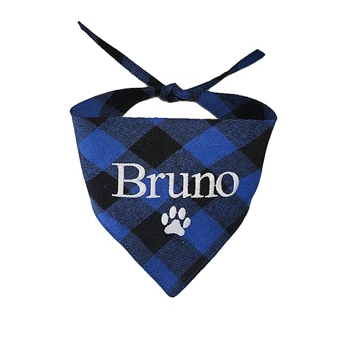 Plaid Bandana Personalized, Embroidered, Buffalo Plaid, Custom Pet Neckwear