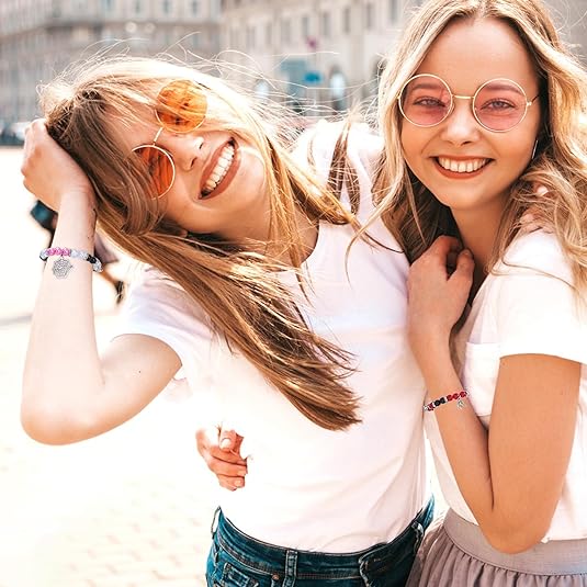 Spider Friendship Bracelets Halloween Christmas Cosplay Costume Accessories Magnetic Couple Relationship Distance Bracelet Heart Energy Stone Beads Metal Anime Charm Pinky Promise Pink Best Friends Distance Matching Bracelet for Halloween