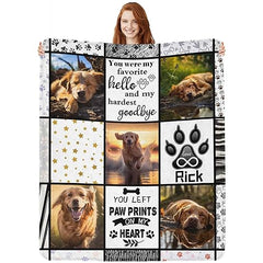 Custom Blankets Gifts from Pet Dog with Photos & Name - Personalized Picture Flannel Fleece Blanket in Memory of Dog - Gifts for Pet Animal Women Men Dog Lovers Memorial Gift - Pet Loss Sympathy Gift