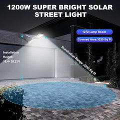 BUYTHA Solar Street Light, Outdoor Waterproof 100000LM Dusk to Dawn 1200W LED Super Bright Street Lights Solar Powered with Remote Control for Parking Lot Patio,Yard and Garage