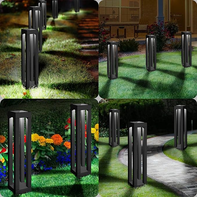 Solar Lantern Floor Lamp Outdoor, Outdoor Floor Lamp Solar Powered Landscape Path Lights Waterproof Stainless Steel Decorative for Yard, Garden, Pathway, Deck