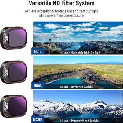 NEEWER ND & CPL Filter Set Compatible with DJI Mini 4 Pro, 4 Pack ND16 ND64 ND256 CPL Polarizer and Neutral Density Filters Drone Lens Accessories, Multi Coated HD Optical Glass/Aluminum Frame