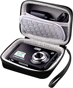 Carrying & Protective Case for Digital Camera, AbergBest 21 Mega Pixels 2.7" LCD Rechargeable HD/Kodak Pixpro/Canon PowerShot ELPH 180/190 / Sony DSCW800 / DSCW830 Cameras for Travel - Black