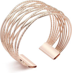 FUTIMELY Cuff Bracelet for Women,Multi-layer Cross Wire Bangle Bracelet Open Adjustable Wide Cuff Bracelet for Teen Girls Fashion Jewelry