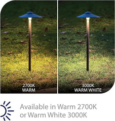 WAC Landscape Lighting, Canopy LED 12V Path and Area Light with 8.5in Round Cap 3000K Warm White Built-in LED in Bronze