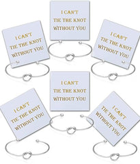 CHICNOW I Can't Tie The Knot Without You Bridesmaid Gift Cards Bridesmaid Bracelets Silver Tone- Set of 4,5,6