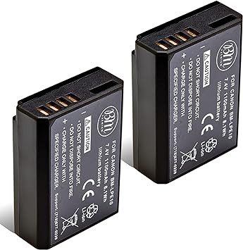 BM Premium 2-Pack of LP-E10 Batteries for Canon EOS Rebel T3, T5, T6, T7, Kiss X50, Kiss X70, EOS 1100D, EOS 1200D, EOS 1300D, EOS 2000D Digital Camera